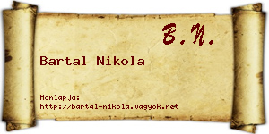 Bartal Nikola névjegykártya